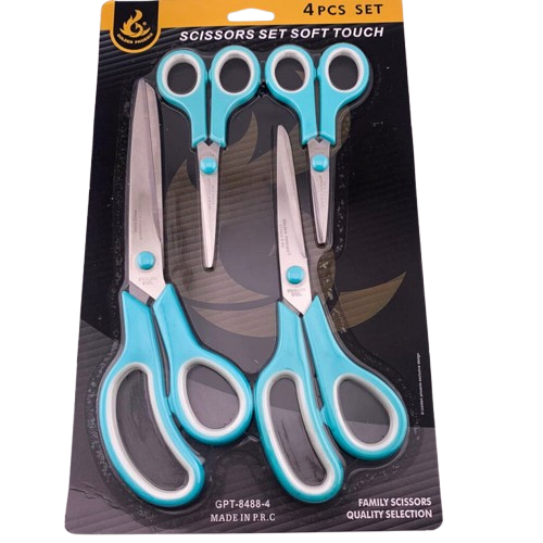 Scissors Set, Ultra-Sharp Blades with Comfortable Handles, Right Handed Scissors for Students, School, Home, Office, Art, Craft, Sewing, Tailor, Heavy Duty, 1x4 pcs