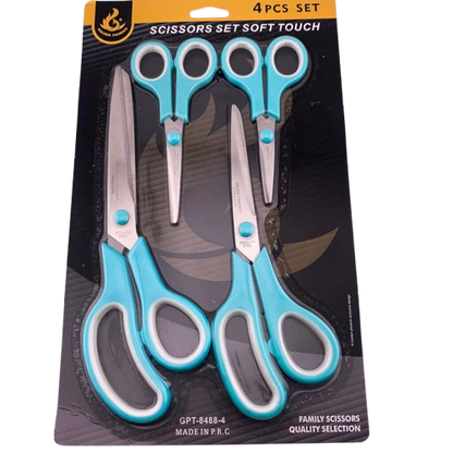 Scissors Set, Ultra-Sharp Blades with Comfortable Handles, Right Handed Scissors for Students, School, Home, Office, Art, Craft, Sewing, Tailor, Heavy Duty, 1x4 pcs