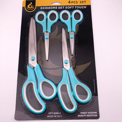 Scissors Set, Ultra-Sharp Blades with Comfortable Handles, Right Handed Scissors for Students, School, Home, Office, Art, Craft, Sewing, Tailor, Heavy Duty, 1x4 pcs