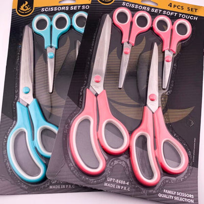 Scissors Set, Ultra-Sharp Blades with Comfortable Handles, Right Handed Scissors for Students, School, Home, Office, Art, Craft, Sewing, Tailor, Heavy Duty, 1x4 pcs