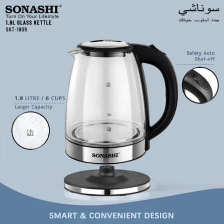 SONASHI GLASS KETTLE 1.8Ltr SKT-1809