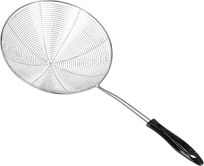 Royalford 17.5CM Stainless Steel Skimmer, Spider Strainer Skimmer Strainer Ladle Stainless Steel Wire Skimmer Spoon with Handle for Kitchen Frying Food, Pasta, Spaghetti, Noodle & More