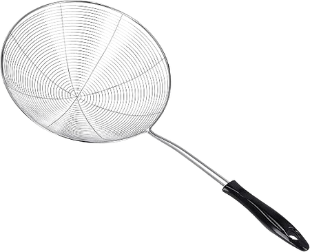 Royalford 17.5CM Stainless Steel Skimmer, Spider Strainer Skimmer Strainer Ladle Stainless Steel Wire Skimmer Spoon with Handle for Kitchen Frying Food, Pasta, Spaghetti, Noodle & More