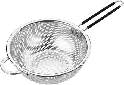 Stainless Steel Fine Mesh Strainers - Wire Sieve with Insulated Handle, Kitchen Colander, Food Preparation, Flour Sifter, Rice, Pasta Strainer