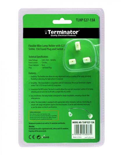 TERMINATOR WIRE LAMP HOLDER E27-13A