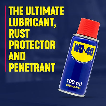 WD-40 Multi-Use Product -100ml Spray, Aerosol Can All-Purpose Lubricant, Cleans Rust, for Home , Workshop Use
