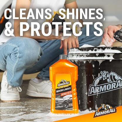 ArmorAll Ultra Shine Wash and Wax 1 Litre , Car Shampoo & Polish, Dual Action Formula for a Clean & Shiny Car, Water Beading Technology to Prevent Water Stains, Ideal for Car & Motorcycle Detailing