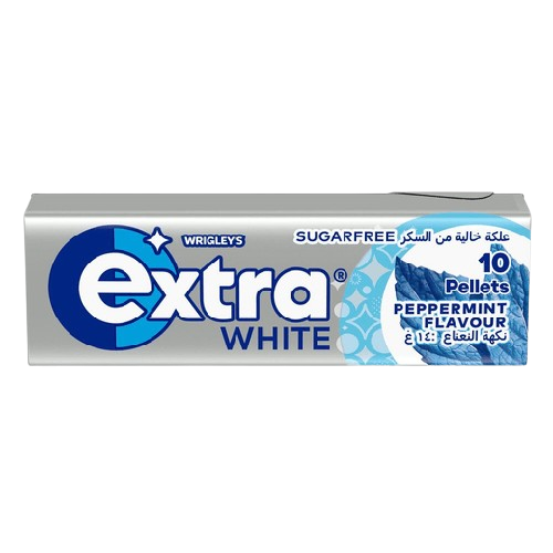 Wrigley's  Extra White Peppermint 10 Pellets Silver Blue Gum, 14gm