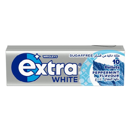 Wrigley's  Extra White Peppermint 10 Pellets Silver Blue Gum, 14gm