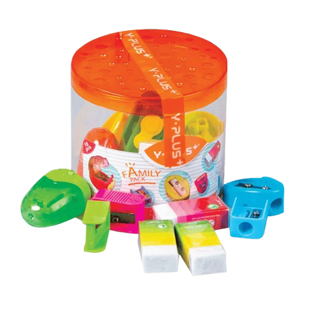 Y Plus Sharpener with Eraser, 29 Pieces Box