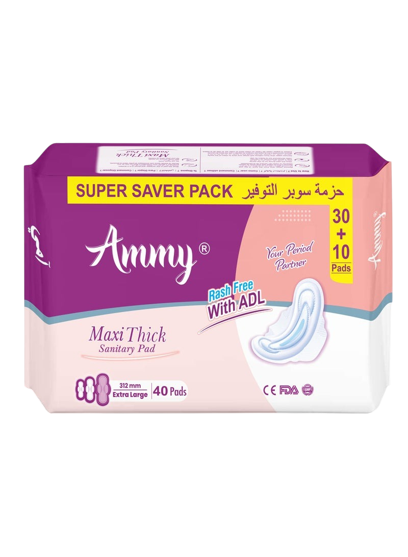 Ammy Maxi Thick Sanitary Pad Maxi, XL, 8 Pieces
