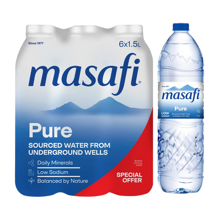 Masafi Pure Low Sodium Water, 6x1.5L