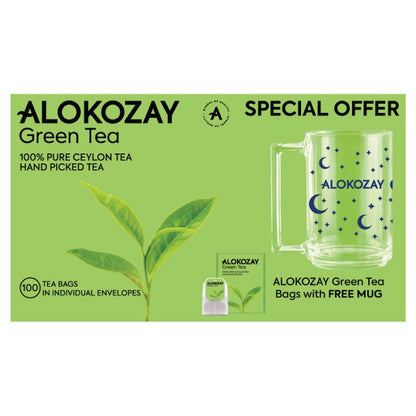 Alokozay Tea Bag Green, 100s+Mug