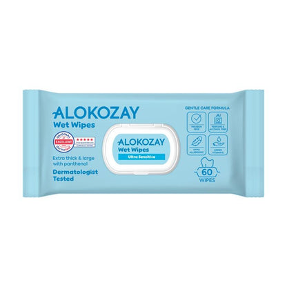 Alokozay Ultra Sensitive without Perfume Baby Wipes, 60 Pieces