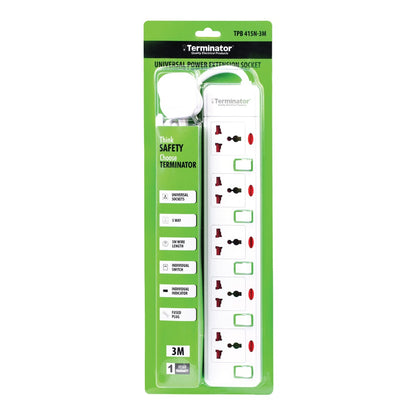 Terminator 13 Amp 5 Way Uni Extension with Switch - TPB 415N, 3m