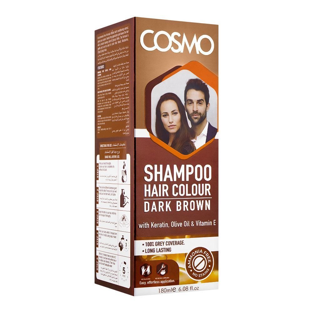 Cosmo Natural Dark Brown Shampoo Hair Colour, 180ml