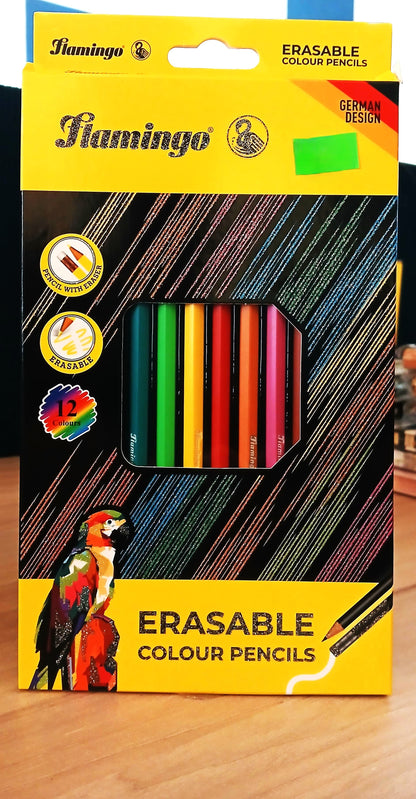 Flamingo Erasable Color Pencils, 12 Pieces