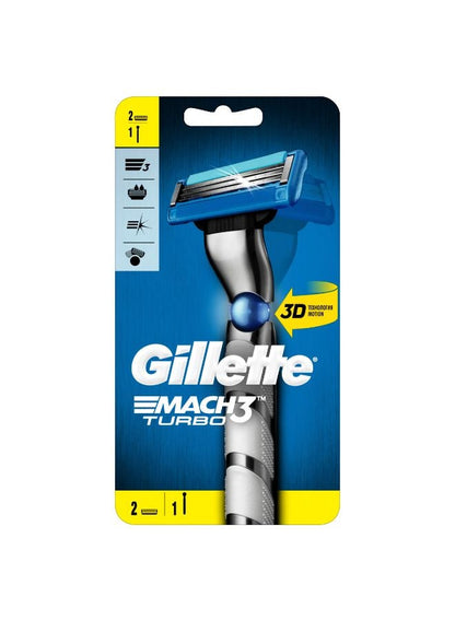 Gillette Mach3 Turbo 3D Razor Handle + 2 Blades