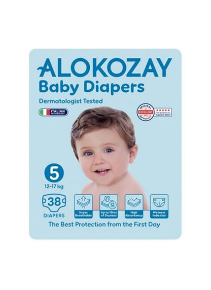 Alokozay Premium Baby Diapers - Size 5 (12-17 Kg) - 38 Diapers 2 - 3 Years