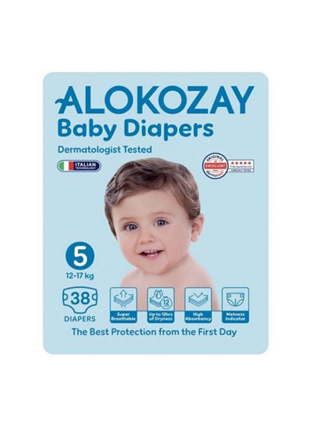 Alokozay Premium Baby Diapers - Size 5 (12-17 Kg) - 38 Diapers 2 - 3 Years