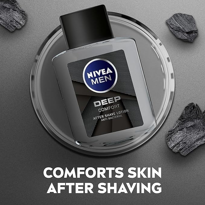 NIVEA Men Deep Comfort Antibacterial Aftershave Lotion, 100ml