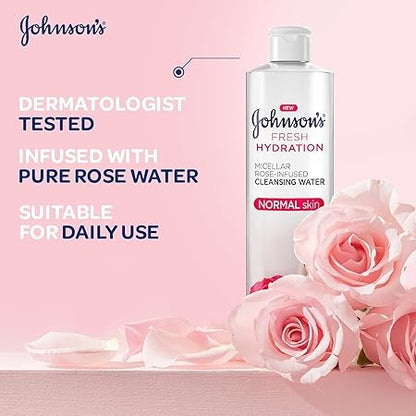 Johnson's Fresh Hydration Micellar Rose-Infused Cleansing Water for Normal Skin, 400ml