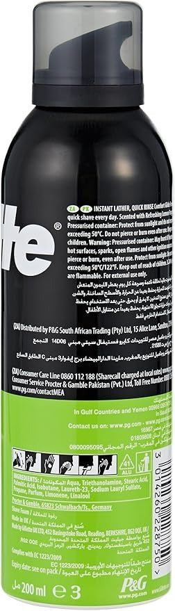 Gillette Lemon Lime Shaving Foam, 200ml