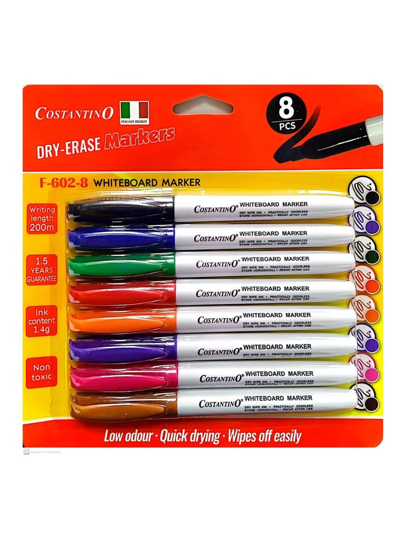 Costantino F602-8 Dry Erase Marker, 8 Pieces