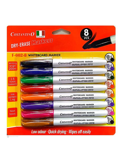 Costantino F602-8 Dry Erase Marker, 8 Pieces