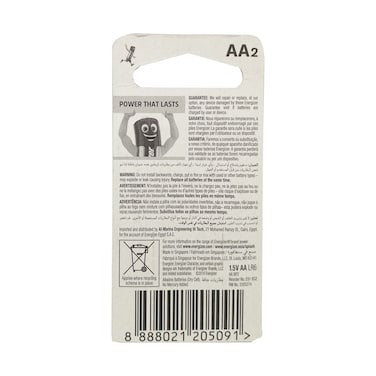 Energizer Alkaline AA Power Batteries, 2 Pieces