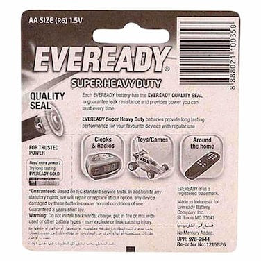 Eveready Battery AA Black 6 Pieces