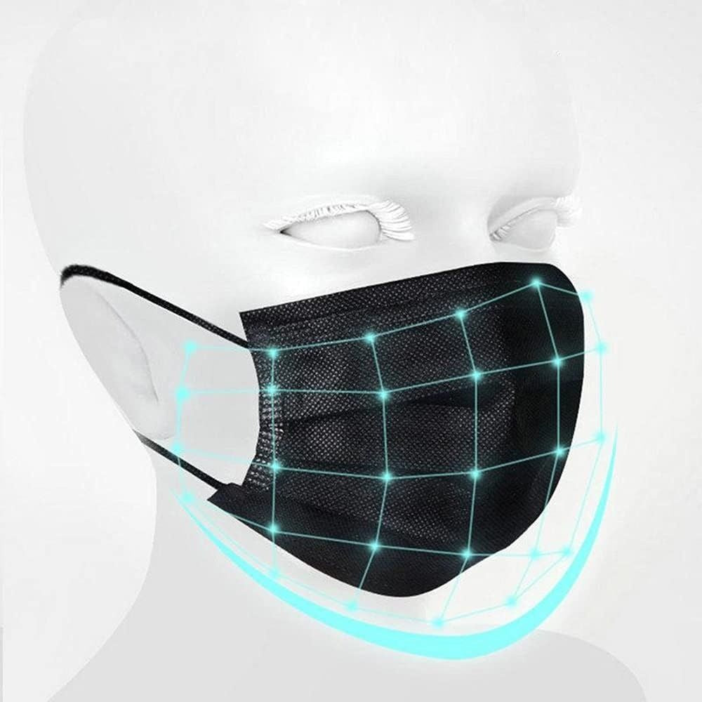 Medical Black Disposable Face Maks Box, 50 Pieces