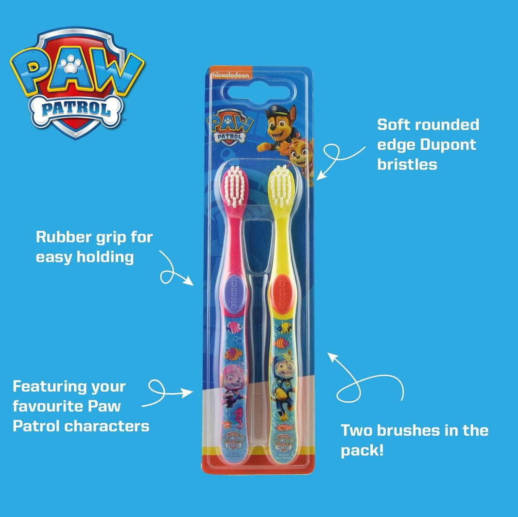 Paw Patrol Kids Toothbrush with Stand, 2 Pieces