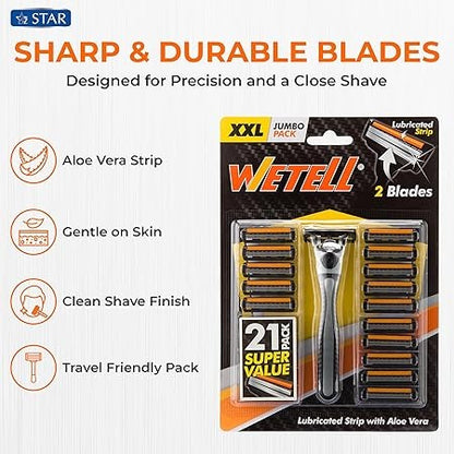 Wetell Smooth Disposable Twin Blade Razors, 24 Pieces
