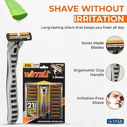 Wetell Smooth Disposable Twin Blade Razors, 24 Pieces