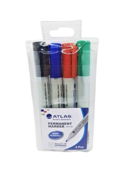 Atlas Permanent Marker 4Pcs Pack