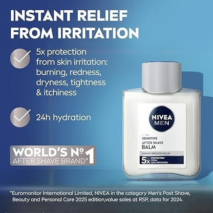 NIVEA Men Aftershave Balm with Chamomile & Hamamelis for Sensitive Skin, 100ml