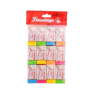 Flamingo Neon Eraser In Blister, 12 Pieces