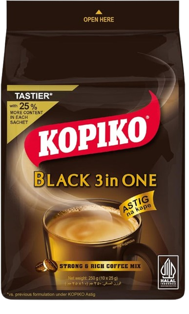 Kopiko 3in1 Instant Black Coffee Sachets, 10x25g