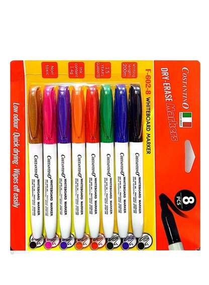 Costantino F602-8 Dry Erase Marker, 8 Pieces
