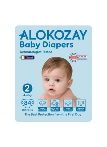 Alokozay Baby Diapers, Size 2, 84 Pieces