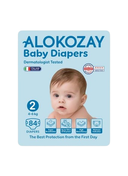 Alokozay Baby Diapers, Size 2, 84 Pieces