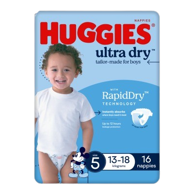 Huggies Junior Baby Diapers Size 5 for 13-18kg, 16 Pieces