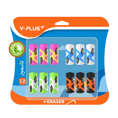 Y-Plus Erasers 12 Pieces