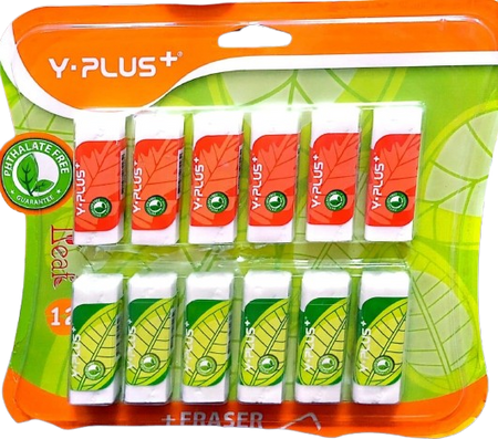 Y-Plus Erasers 12 Pieces