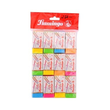 Flamingo Neon Eraser In Blister, 12 Pieces