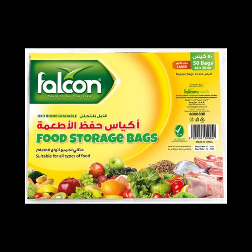 Falcon Food Storage Bags - Large 20x46cm (1 Pack x 50 Bags)