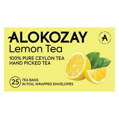Alokozay Lemon Tea Bag  - 25 Tea Bags in Individual Foil Wrapped Envelopes