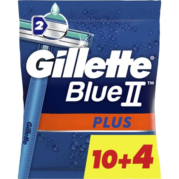 Gillette Blue 2 Plus Disposable Razors, 10+4 Pieces