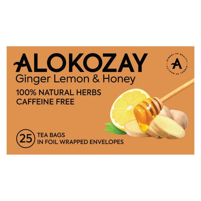 Alokozay Ginger Lemon Tea - 25 Tea Bags in Individual Foil Wrapped Envelopes